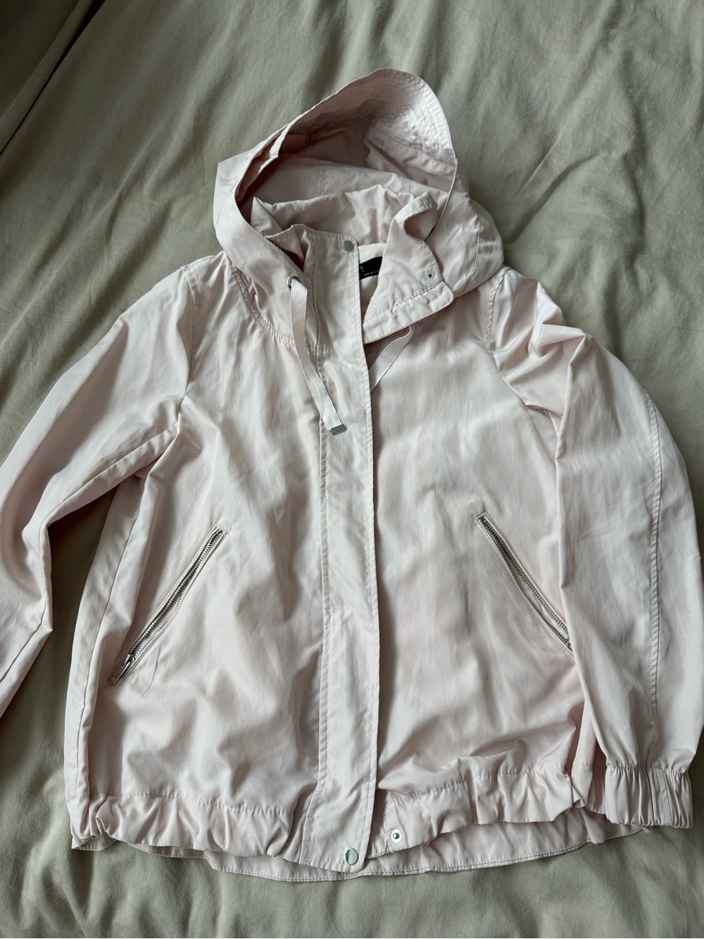 Zara Light Pink Hooded Bomber Jacket